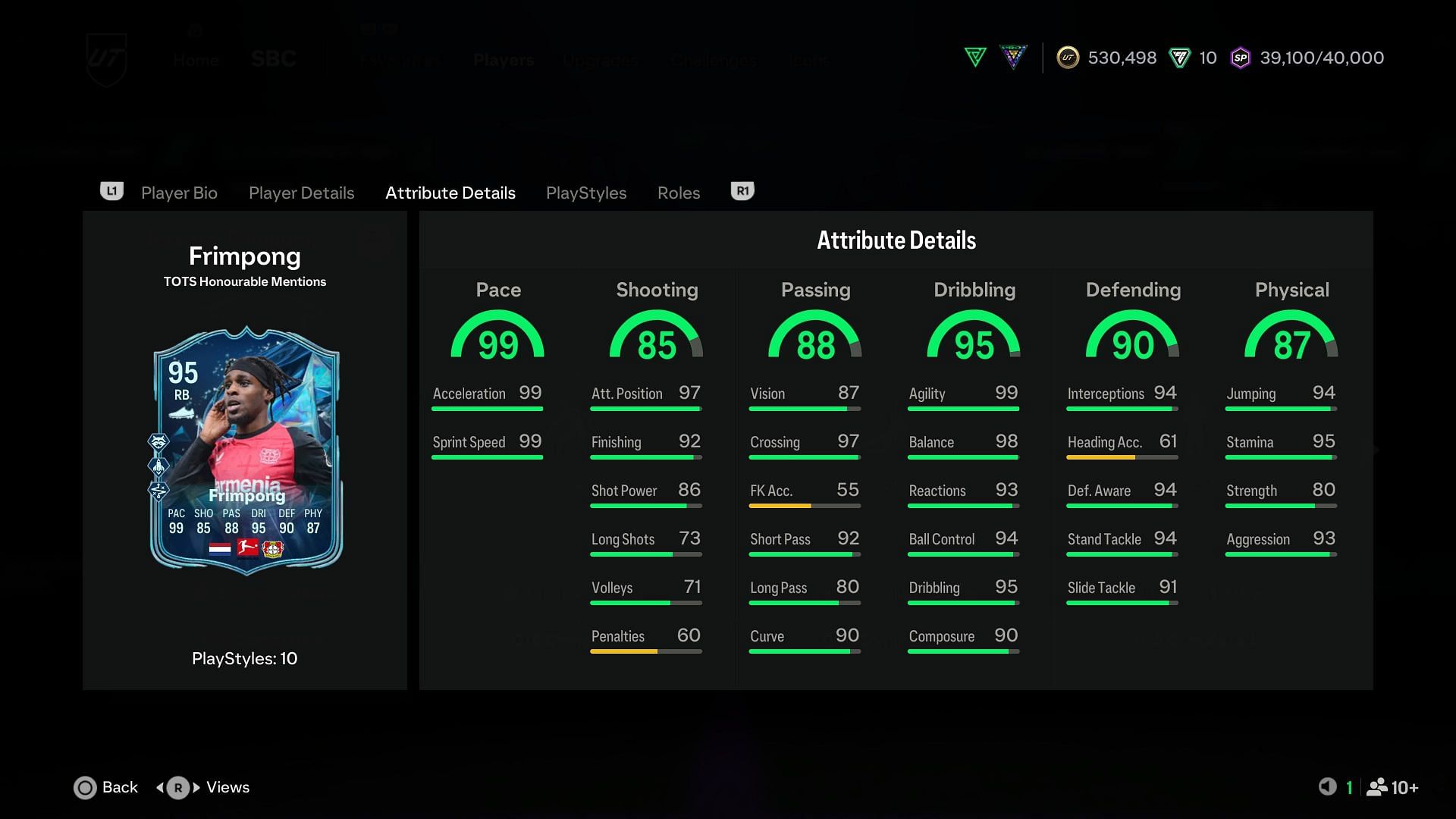 The stats (Image via EA Sports)